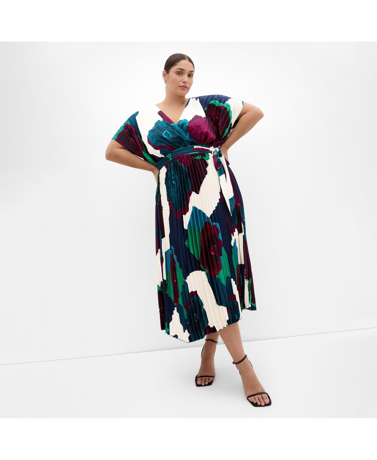 CITY CHIC Женский Plus Size Hailey Abstract Print Pleat Maxi Dress