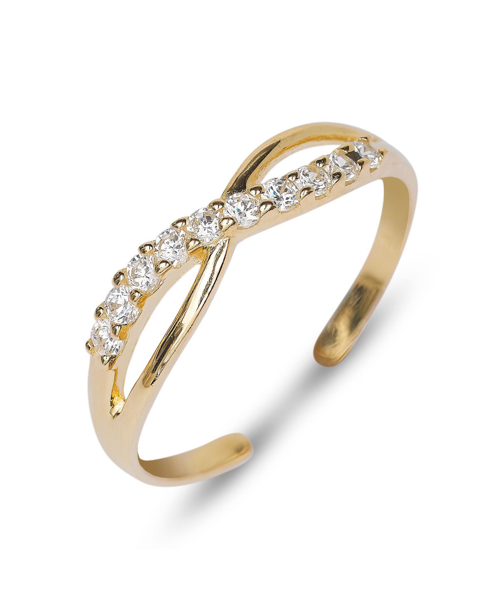 Curata Jewelry Solid 10K  Gold Adjustable Cubic Zirconia Infinity Toe Ring