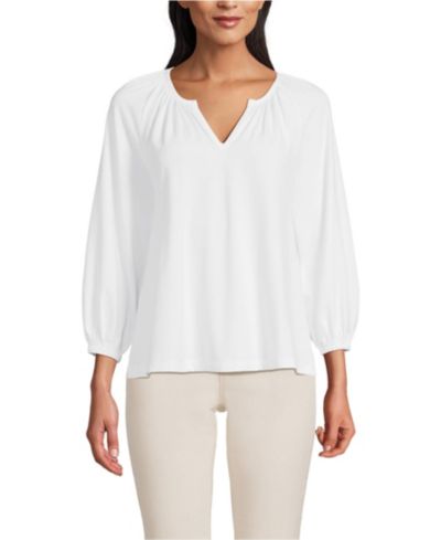 Женская блузка Lands' End Lightweight Jersey Notch Neck Gather