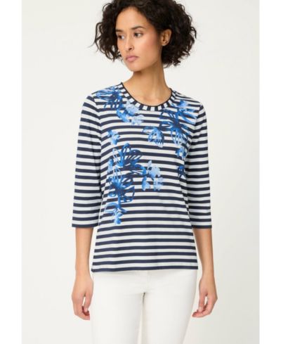 Olsen Women's Stripe and Floral Print T-Shirt