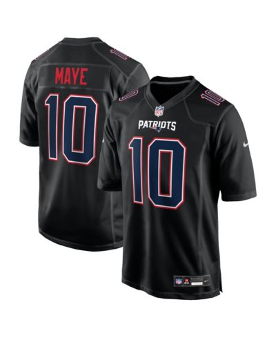 Nike Men's Drake Maye Carbon Black New England Patriots Fashion Game Jersey