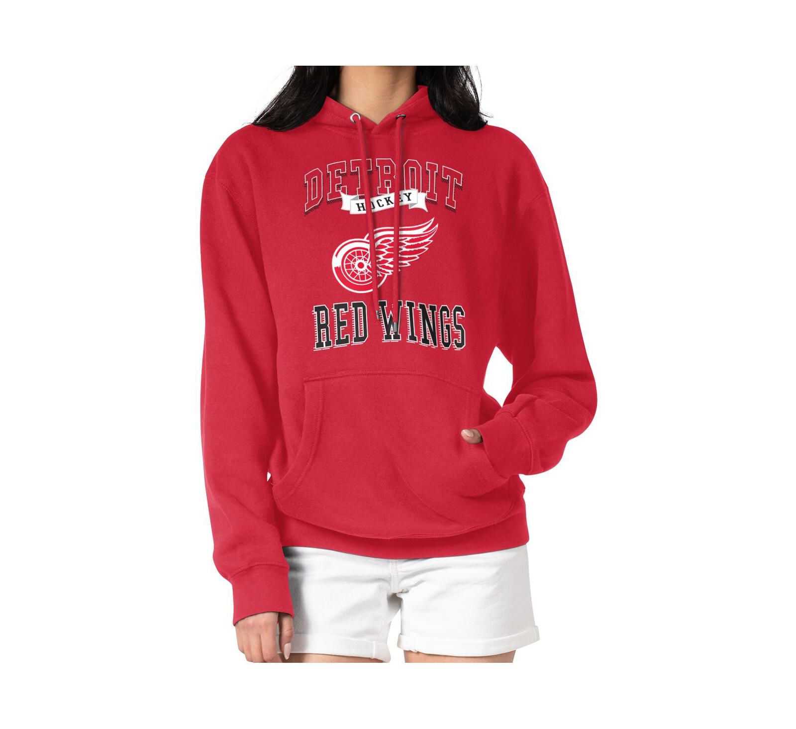 G-III 4Her by Carl Banks Women's Red Detroit Red Wings Team Logo Tri-Blend Fleece Pullover Hoodie