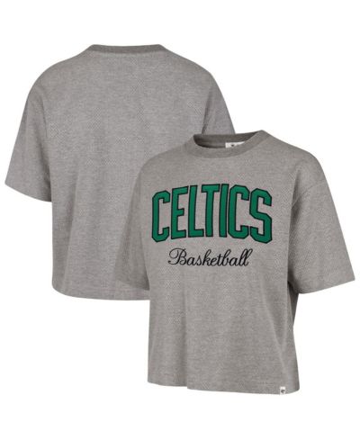 Женская укороченная футболка '47 Brand Gray Boston Celtics Pivot Drop Needle