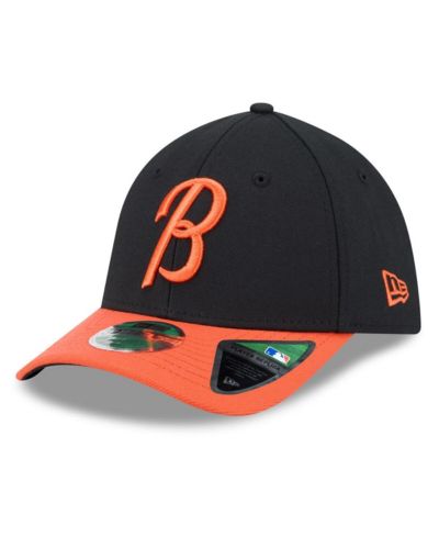 Мужская кепка New Era Black/Orange Baltimore Orioles Player Replica 39THIRTY Flex