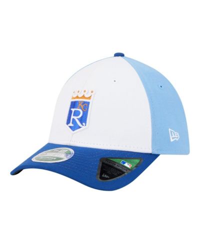 Мужская кепка New Era Kansas City Royals Player Replica 39THIRTY M-Crown Flex белого/королевского синего цвета