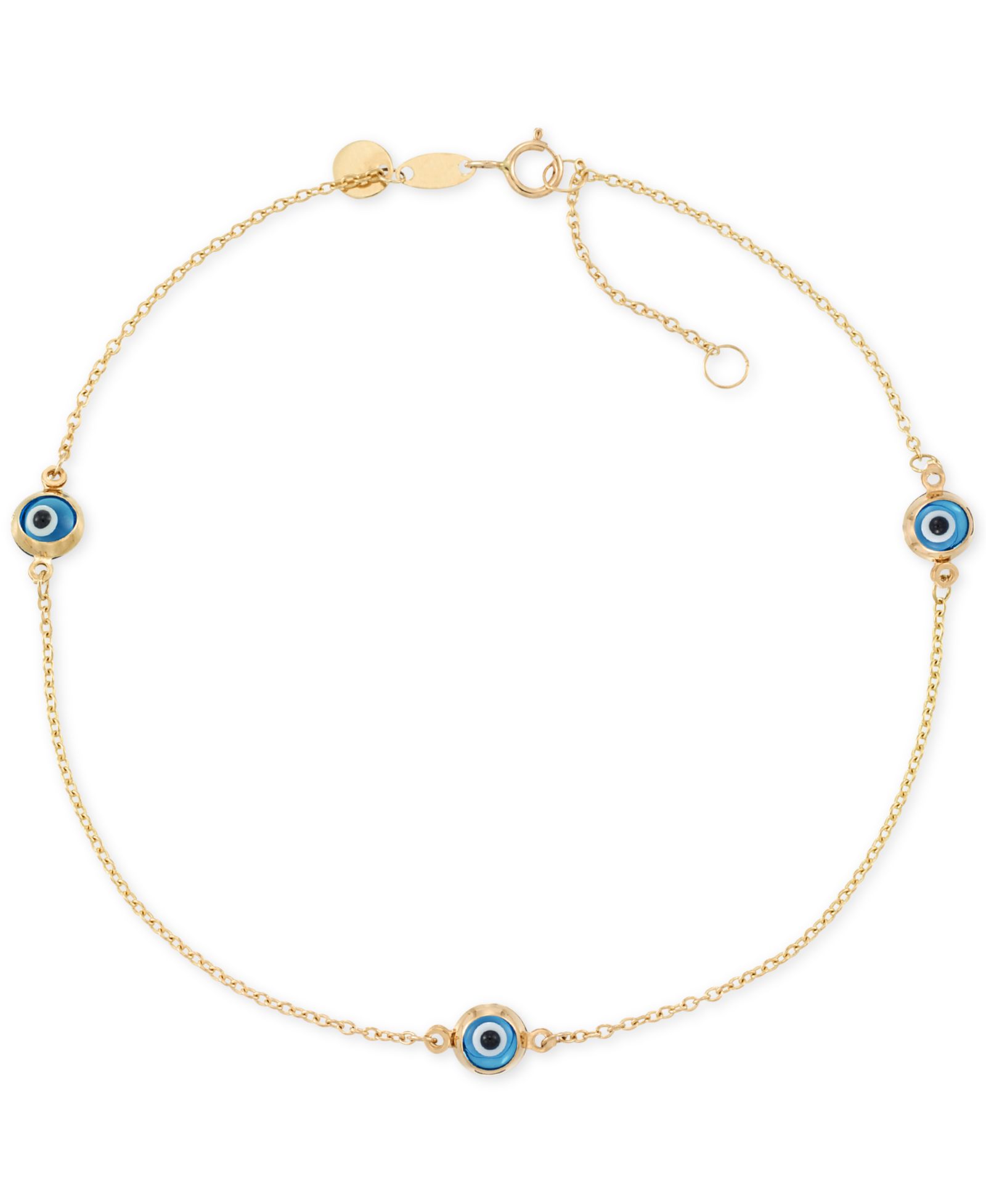 Анклет с бусинами Evil Eye, 14k Gold