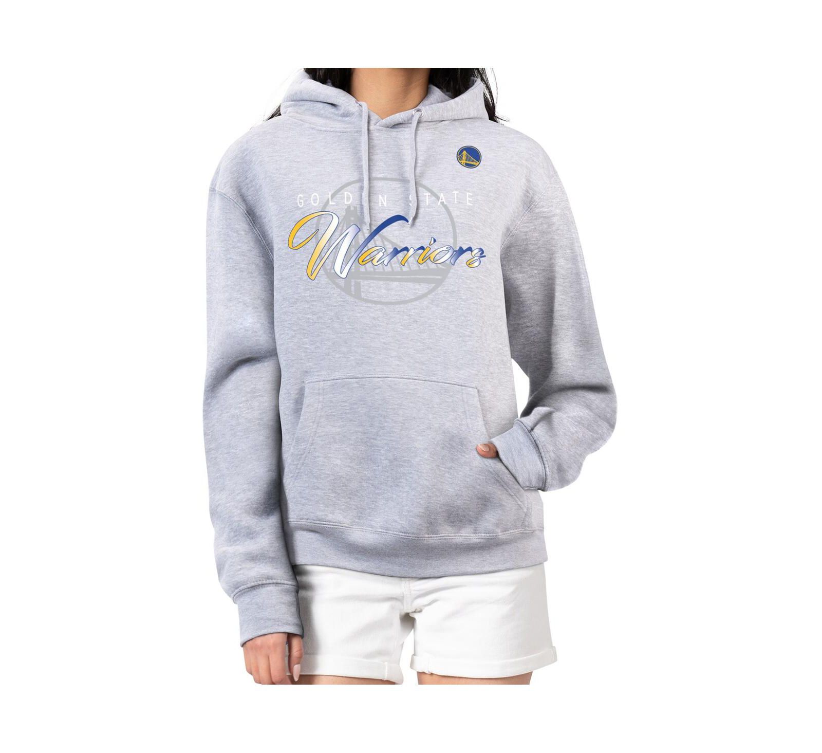 G-III 4Her by Carl Banks Women's Gray Golden State Warriors Shadow Logo Tri-Blend Fleece Hoodie