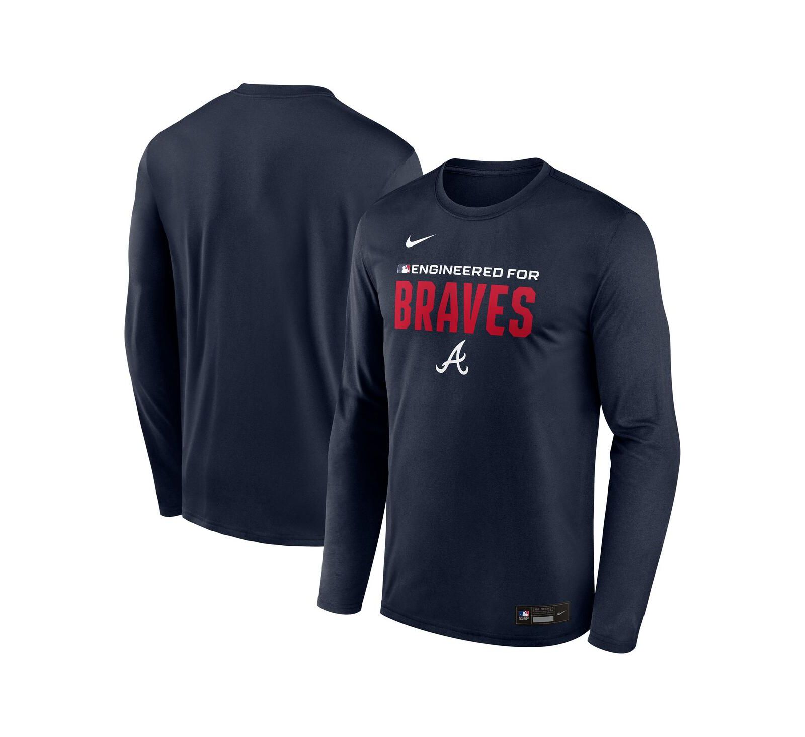 Мужская футболка Nike Atlanta Braves Authentic Collection Legend Dri-FIT с длинным рукавом, Navy