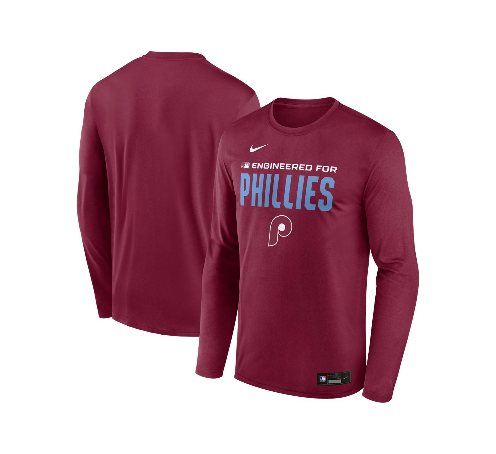 Nike Men's Burgundy Philadelphia Phillies Authentic Collection Legend Dri-FIT Long Sleeve T-Shirt