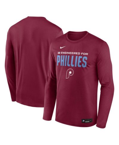 Мужская футболка Nike Burgundy Philadelphia Phillies Authentic Collection Legend Dri-FIT Long Sleeve
