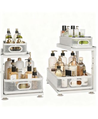 YIGII 2-Tier Under Cabinet Organizer with Ball-Bearing Slides for Easy Access & Adjustable Height