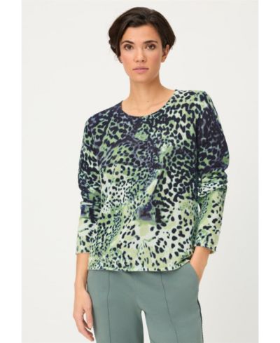 Olsen Women's Animal Print Camo Sweater