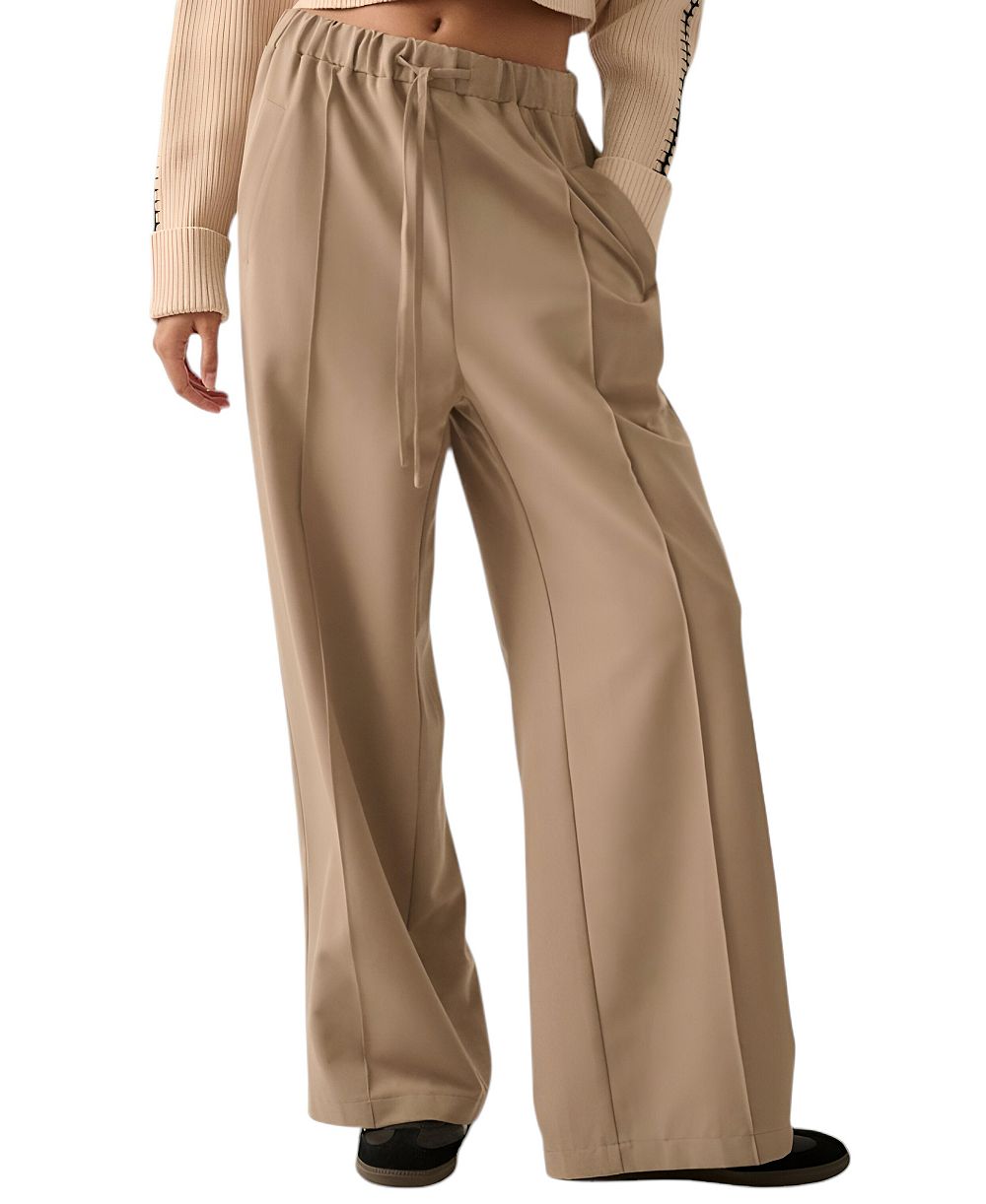 Modenaire Women's High-Rise Wide-Leg Drawstring Pants