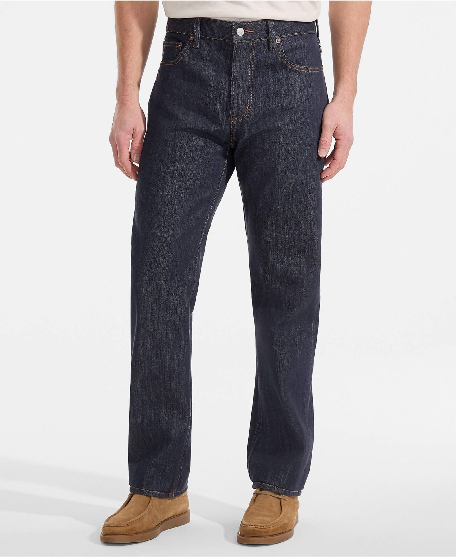 Мужские джинсы Lands' End Classic Fit из жесткой ткани с комфортной талией