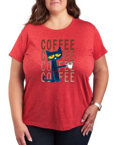 Hybrid Apparel Plus Size Pete the Cat Coffee Short-Sleeve Graphic T-Shirt