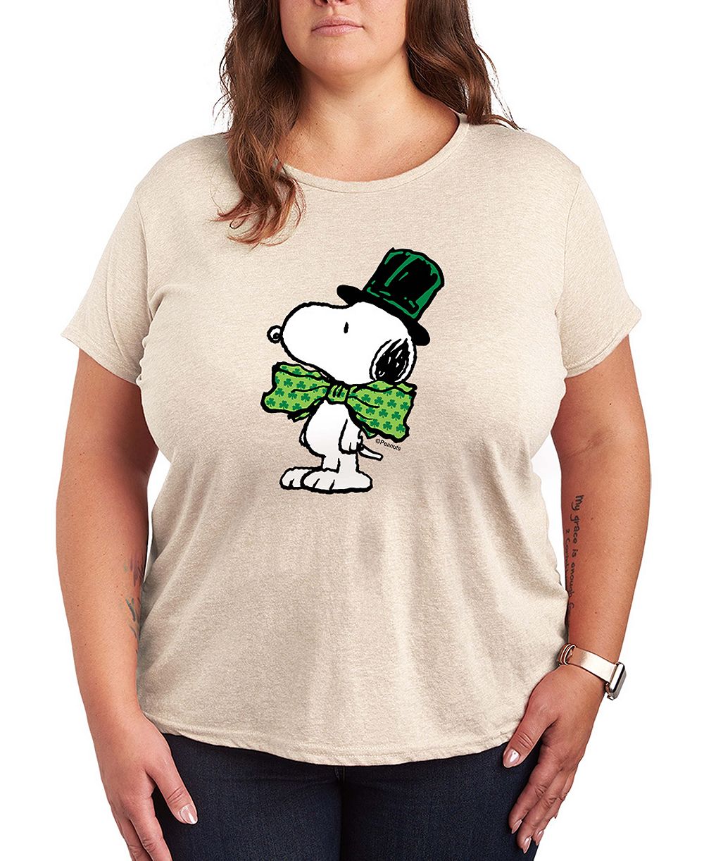 Футболка Hybrid Apparel Plus Size Peanuts Snoopy Bowtie St. Patrick's Day Graphic Crewneck