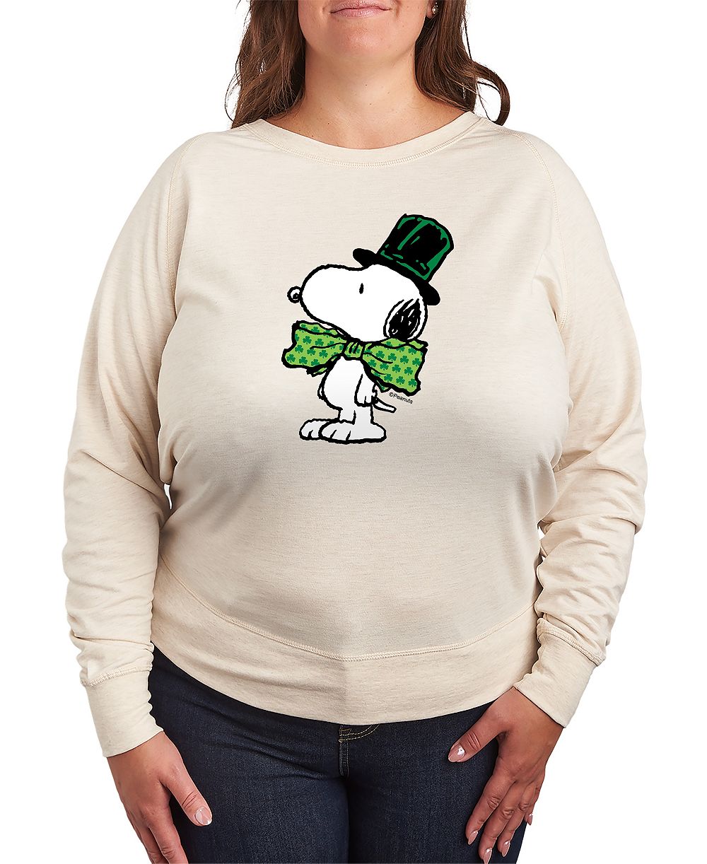 Hybrid Apparel Plus Size футболка из футера с графикой Snoopy Peanuts Bowtie к Дню святого Патрика