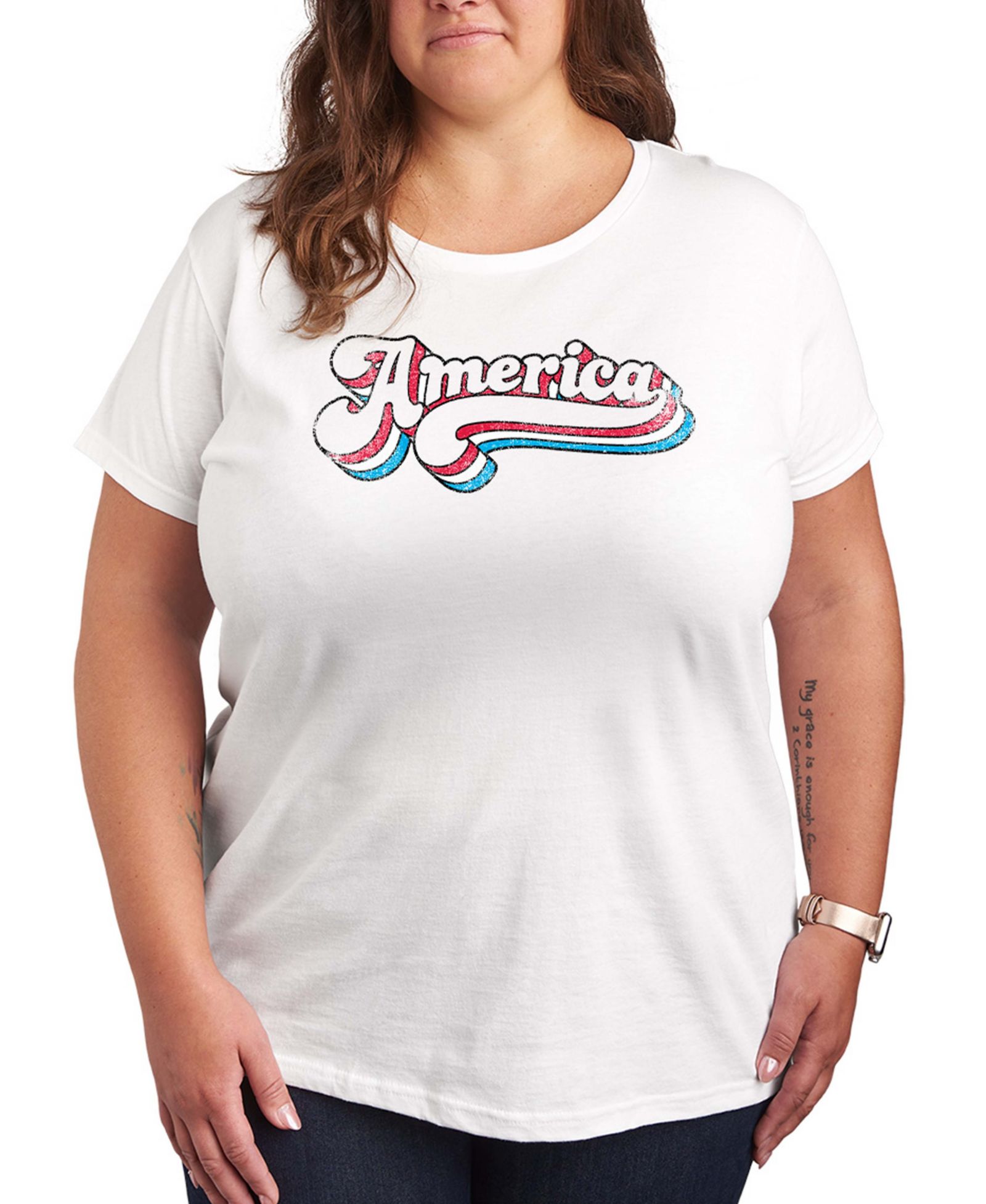 Футболка Hybrid Apparel Plus Size Instant Message America Retro Graphic Crewneck