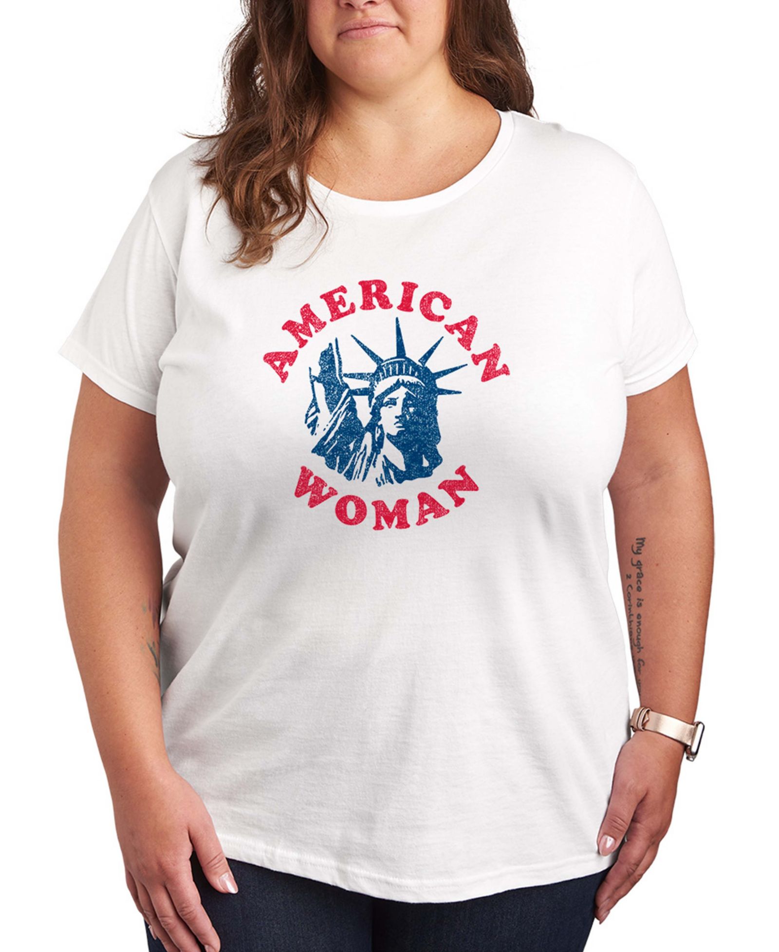Футболка Hybrid Apparel Plus Size Instant Message American Woman Statue Of Liberty Graphic Crewneck
