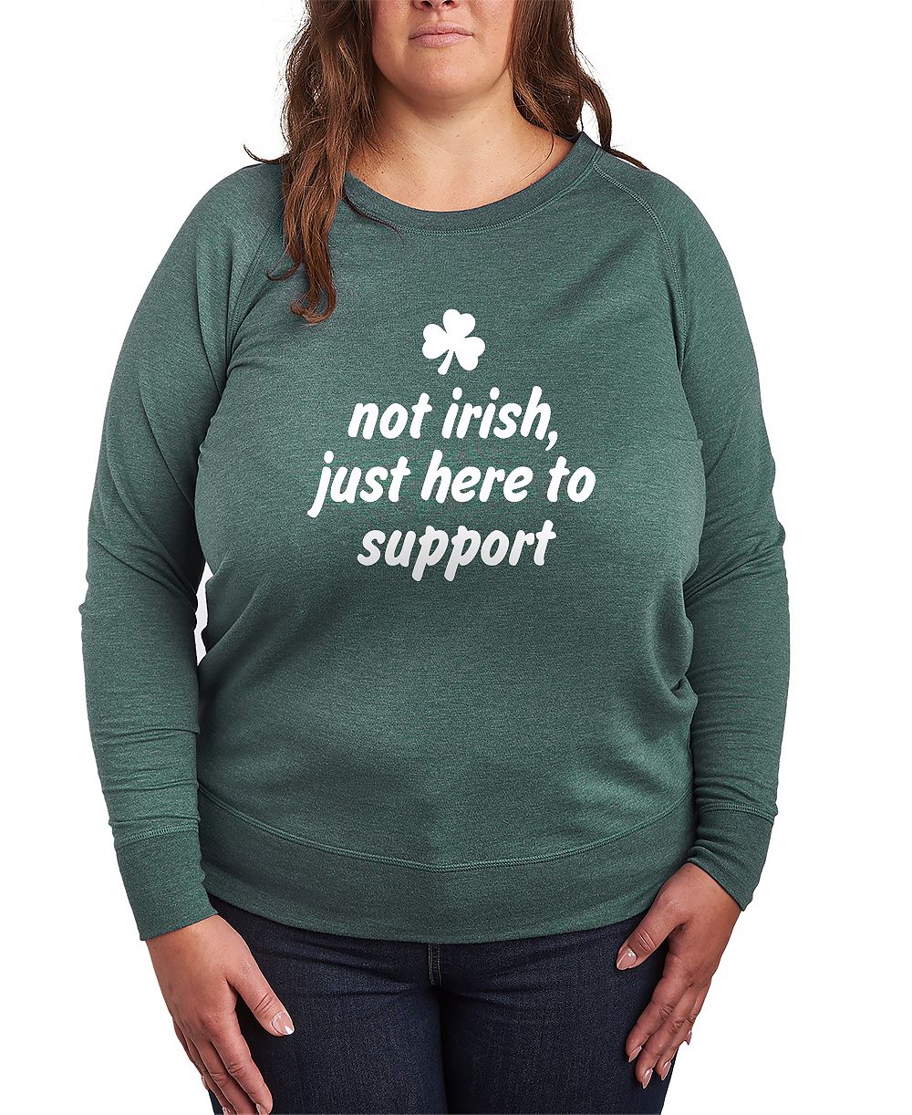 Мужская футболка Hybrid Apparel Plus Size Instant Message St. Patrick's Day Not Irish Here To Support French Terry Graphic Crewneck