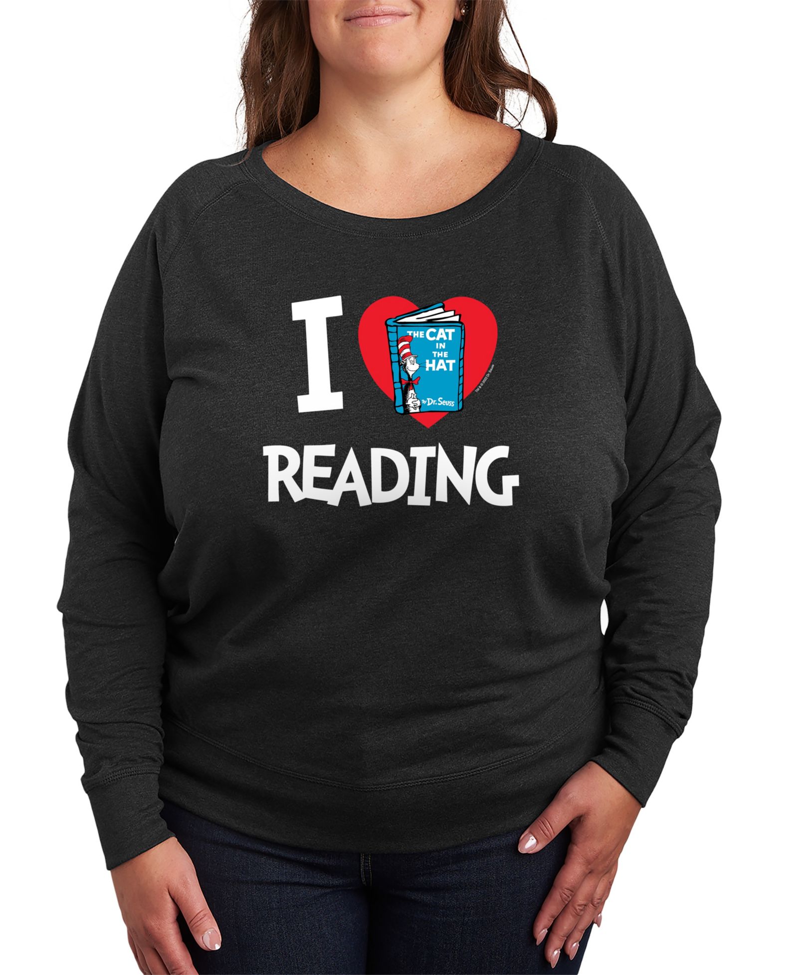 Футболка Hybrid Apparel Plus Size Dr. Seuss Cat in the Hat Love Reading French Terry Graphic Crewneck