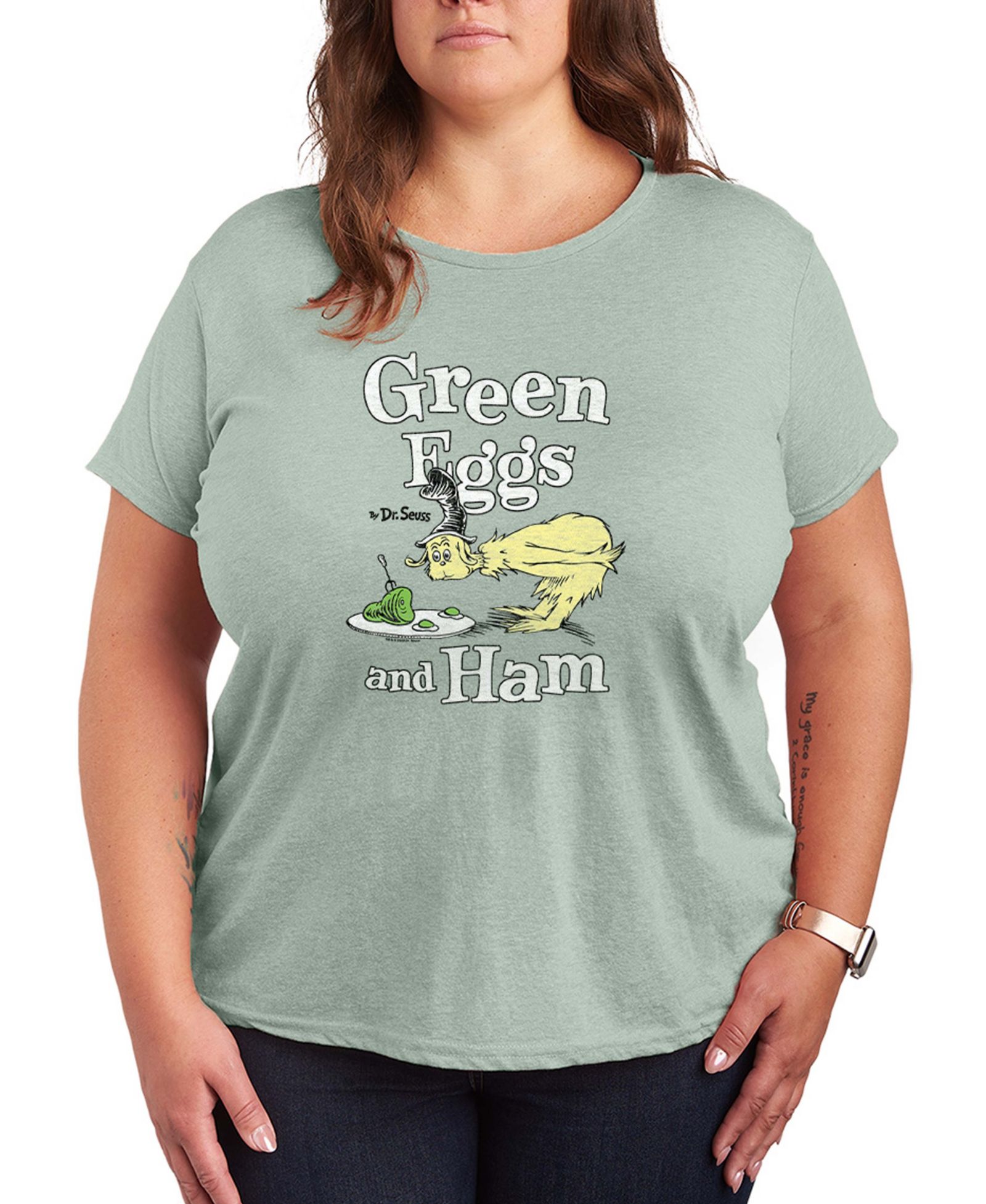 Hybrid Apparel Plus Size Dr. Seuss Green Eggs And Ham Графическая футболка сcrewneck