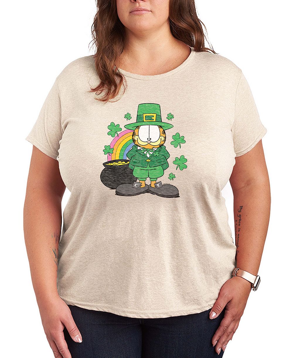 Футболка Hybrid Apparel Plus Size Garfield St. Patrick's Day Rainbow Shamrocks с круглым вырезом