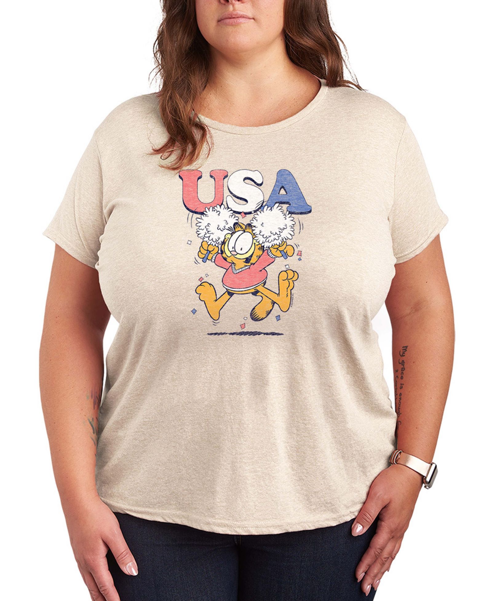 Плюс-сайз футболка Hybrid Apparel Garfield USA Cheer с коротким рукавом