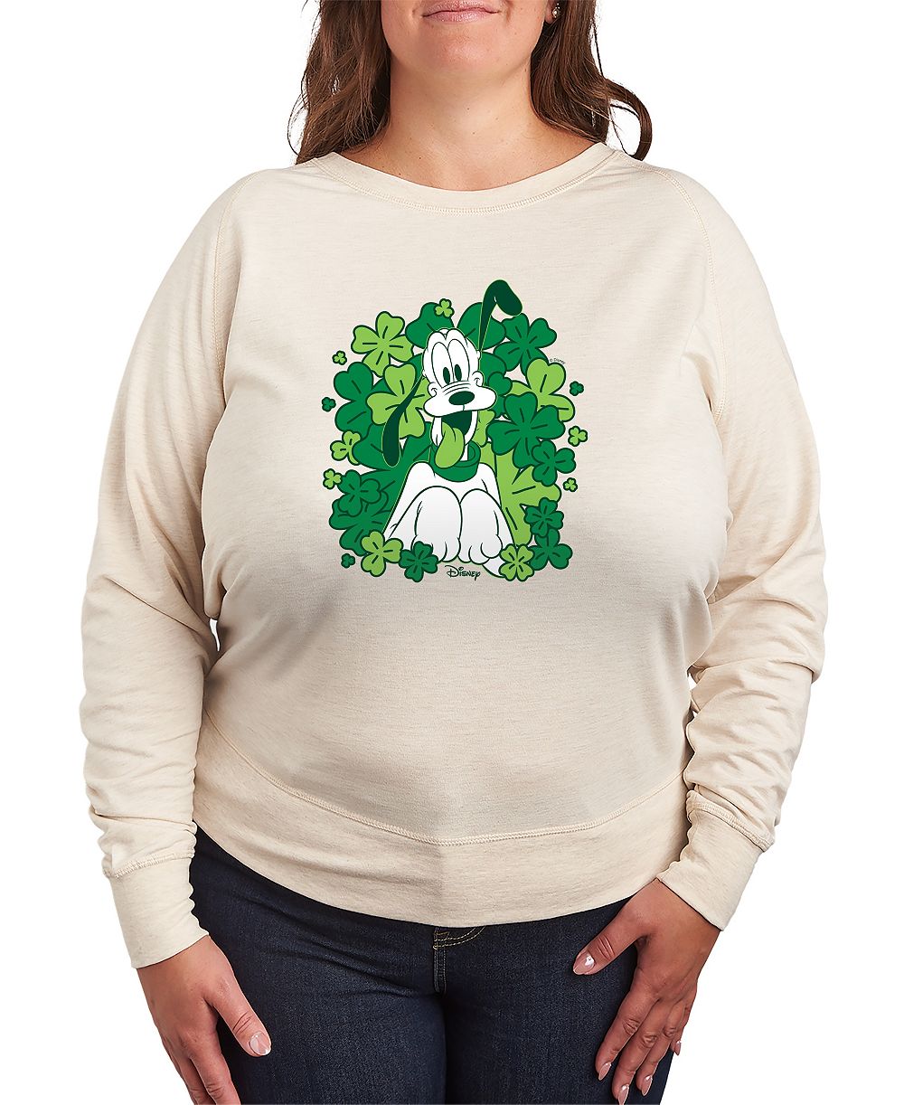 Hybrid Apparel Plus Size свитшот с длинным рукавом Disney St. Patrick's Day Pluto Shamrocks