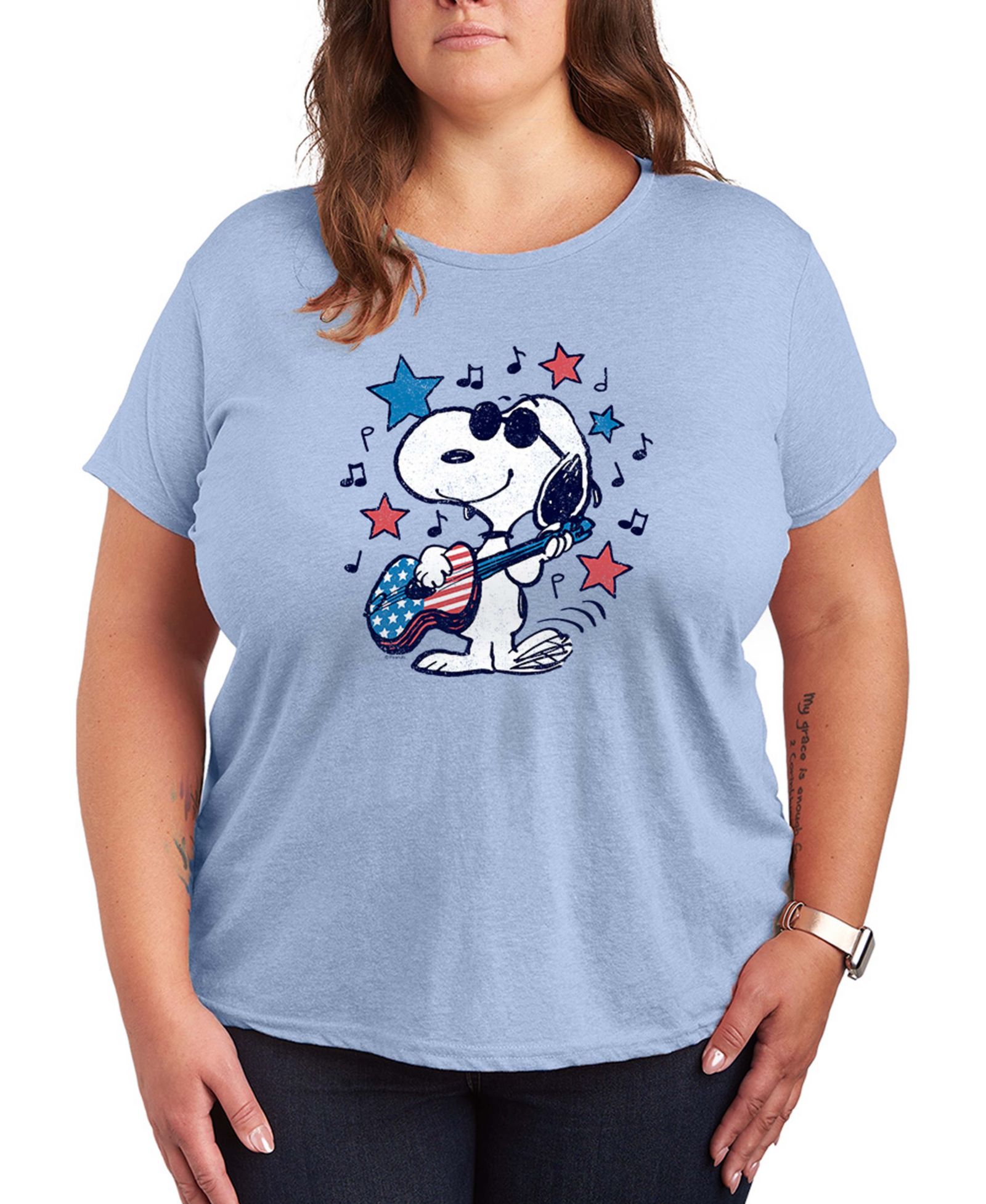 Мужская футболка Hybrid Apparel Plus Size Peanuts Snoopy Americana Guitar