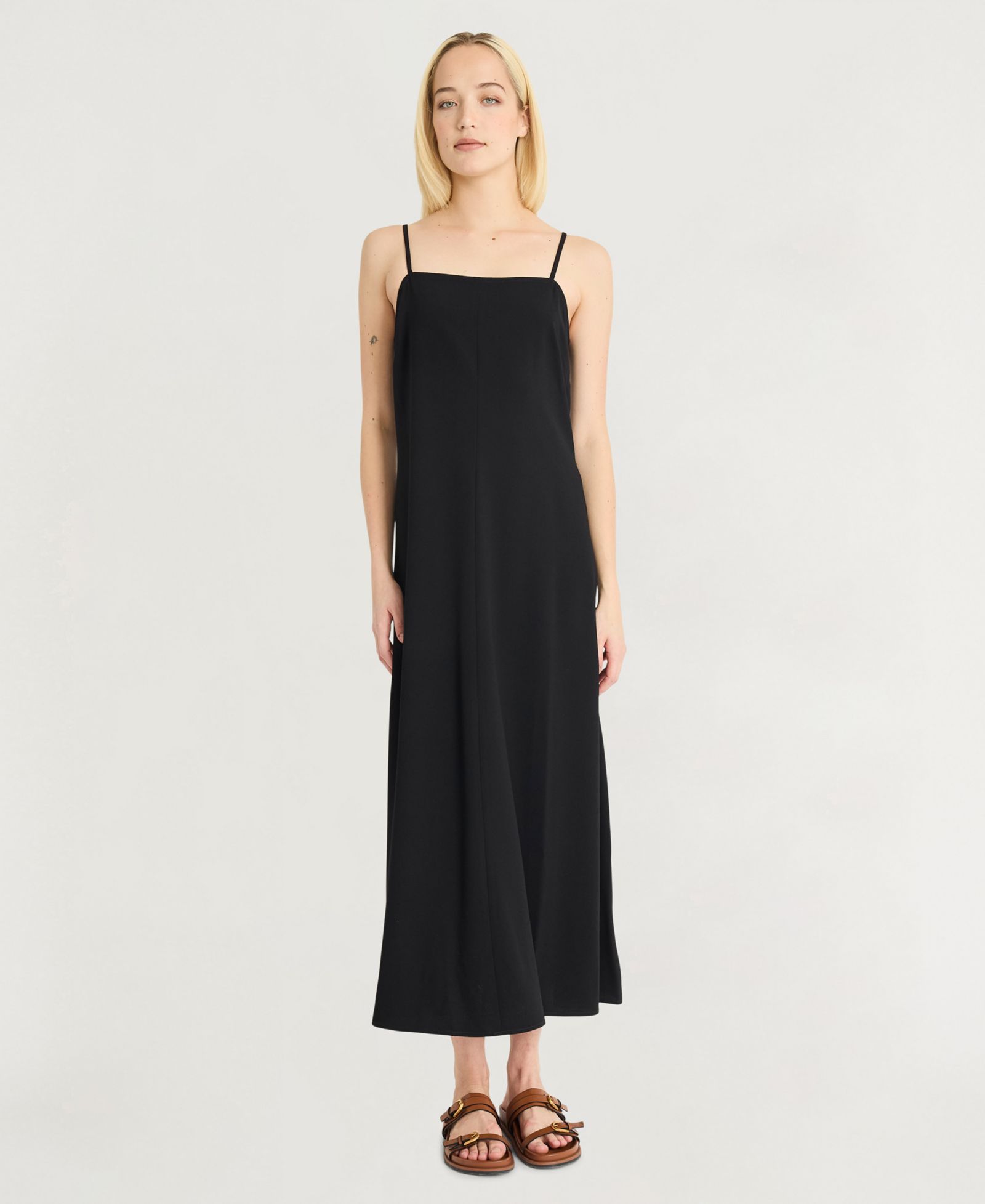 Luxely Women's Sleeveless Square Neck Long Dress