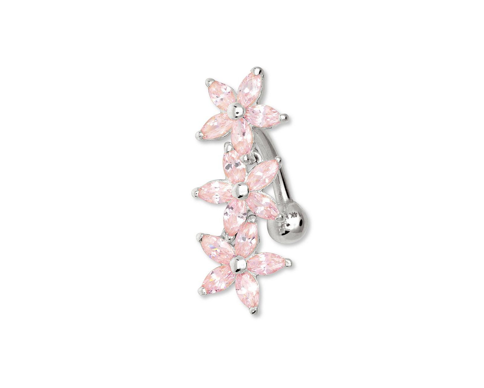 Серьга для пирсинга Curata Jewelry 14k Gold Pink Marquise Cubic Zirconia