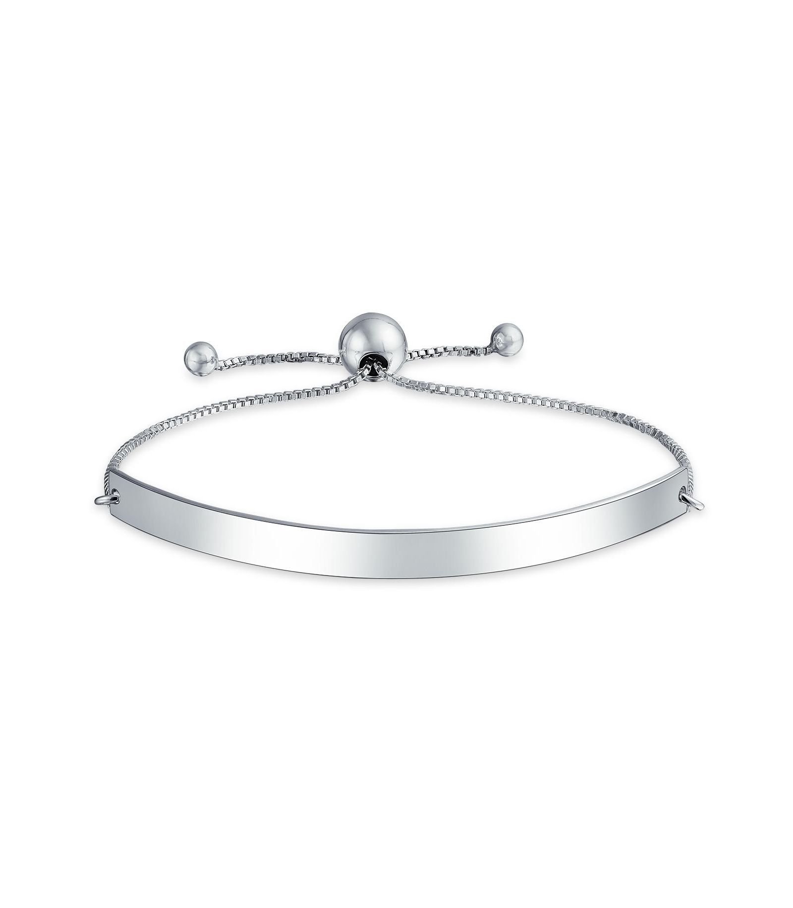 Браслет Bling Jewelry Blank Identification ID Bolo из серебра.925 Sterling Silver Adjustable