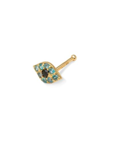 Серьга-гвоздик Curata Jewelry 14k Gold 20G Cubic Zirconia Evil Eye для пирсинга носа