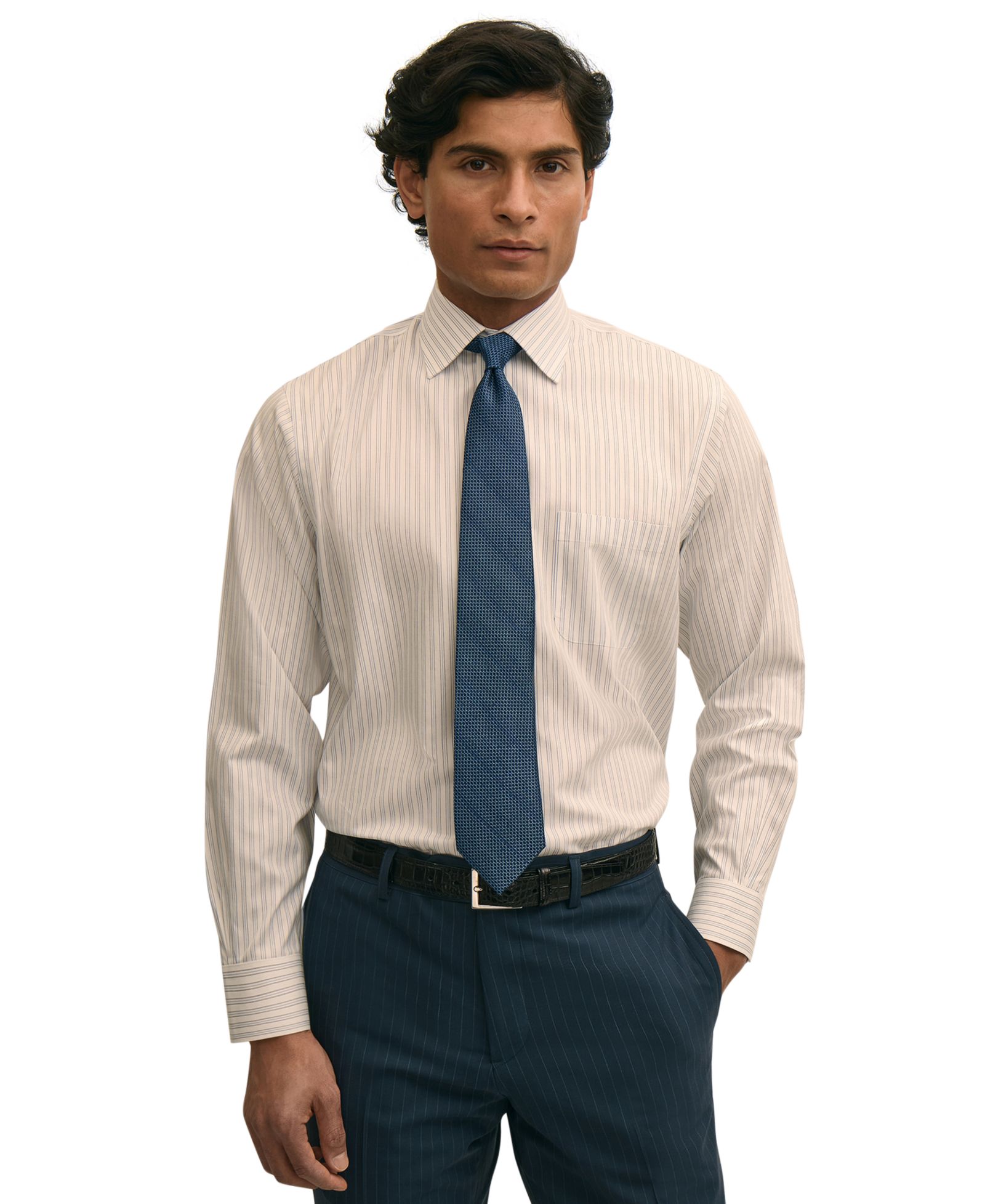 Brooks Brothers Men's Stripe Spread-Collar Dress Shirt