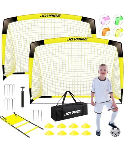 JOYAIRE 2 Set Pro-Grade Kids Backyard Soccer Goal, Tear-Resistant 5-Layer Polyester Net, Portable Pop Up Training Set