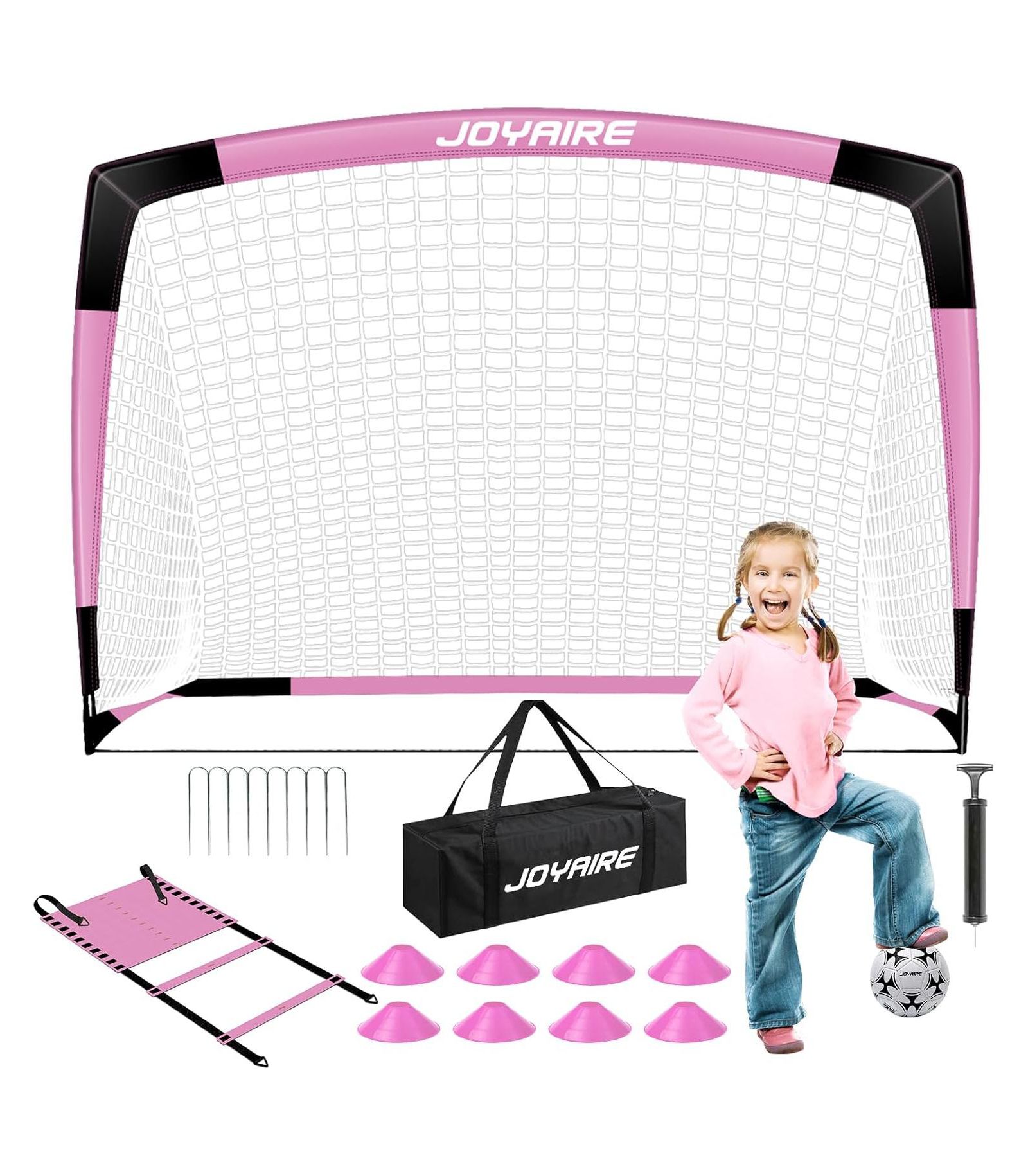 JOYAIRE Pro-Grade 6x4ft Kids Pop-Up Soccer Goal - 5-Layer Tear-Resistant Net & 10mm Poles, Portable Backyard Training Set with Size 4 Ball