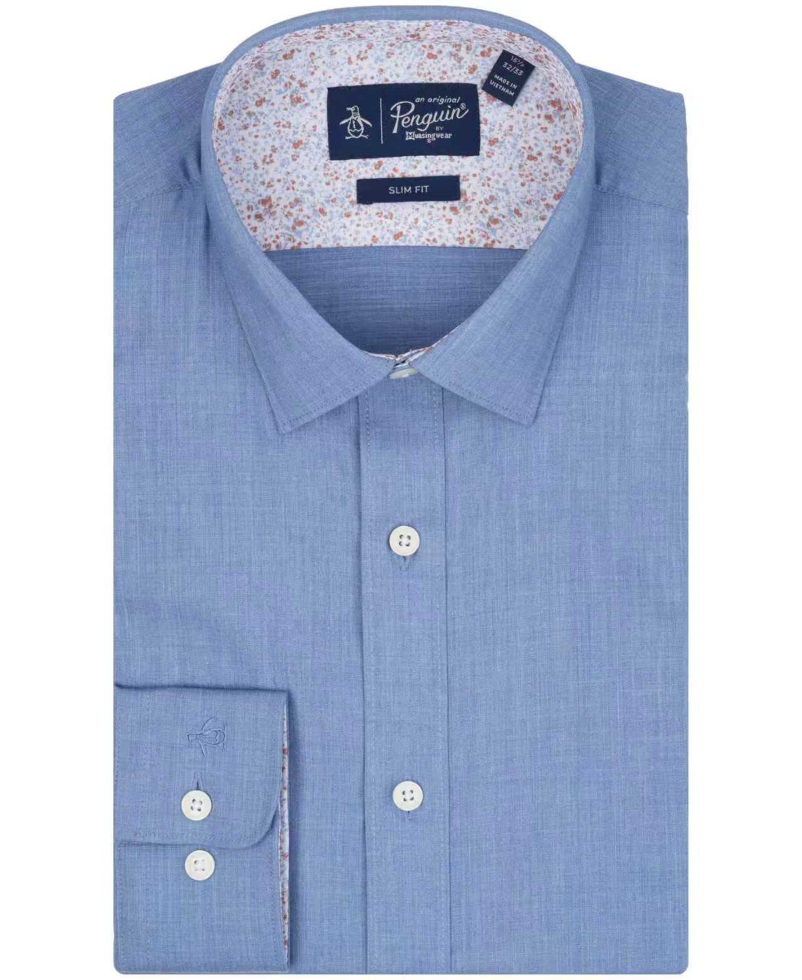 Men's Melange Slim-Fit Dress Shirt