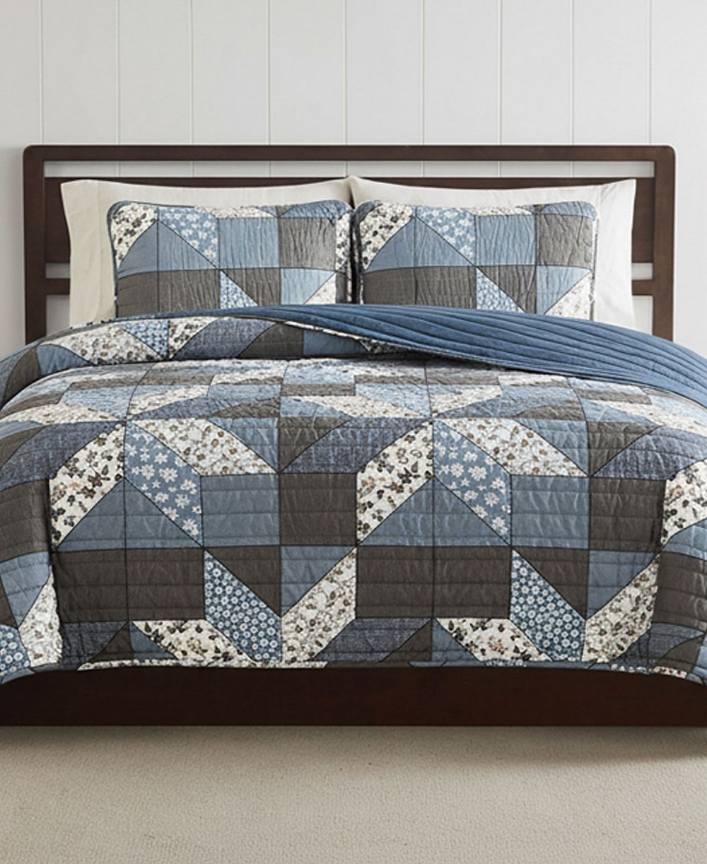 Lucky Brand Lucky Brand Jianna Реверсивный стеганый комплект из 3 предметов, Full/Queen