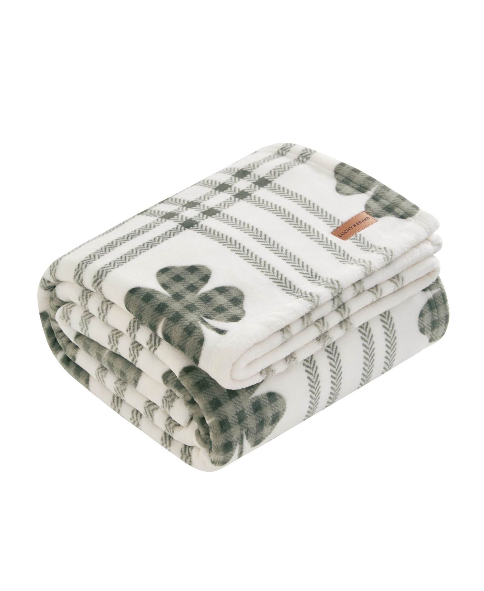 Lucky Brand Clovers Plush Throw, 50" x 70"