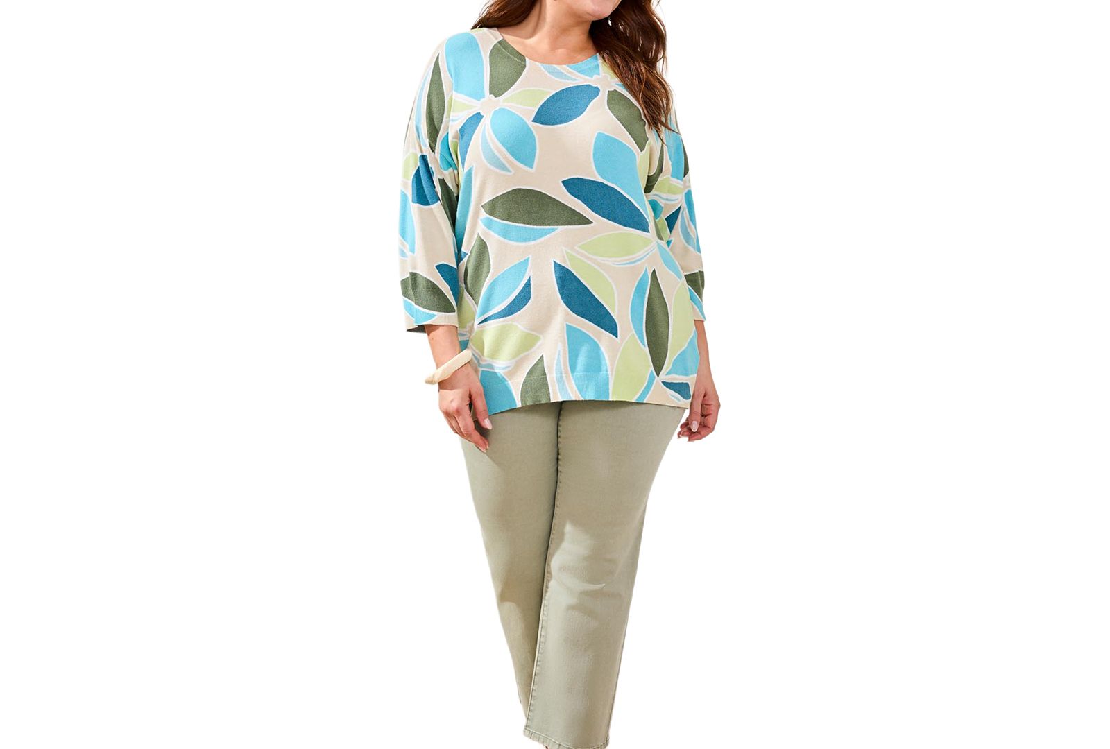 TRIBAL Plus Size джемпер с принтом и рукавом 3/4