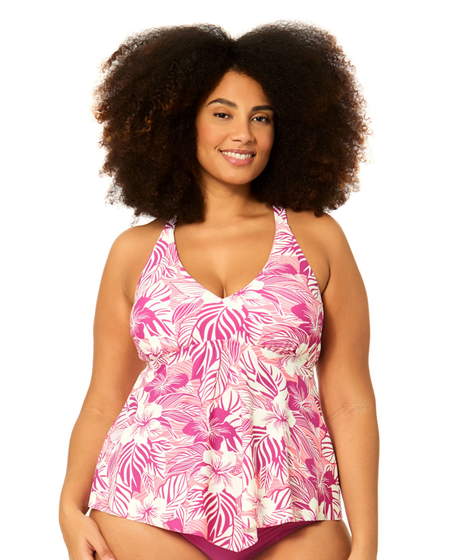Женский топ танкини Raisins Curve Plus Size Underwire с цветочным принтом