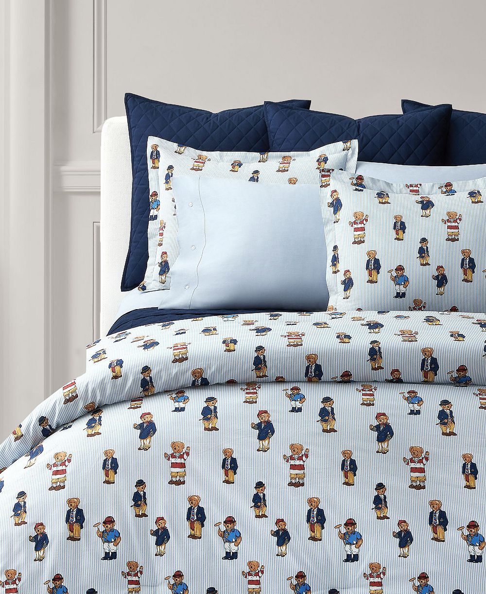 Комплект из 3 пододеяльников Polo Ralph Lauren Teddy Bear Stripe, Full/Queen