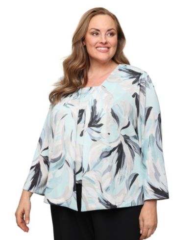 Комплект из топа и жакета Plus Size Alex Evenings Scoop Neck, 2 шт