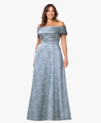XSCAPE Plus Size Off-The-Shoulder A-Line Gown
