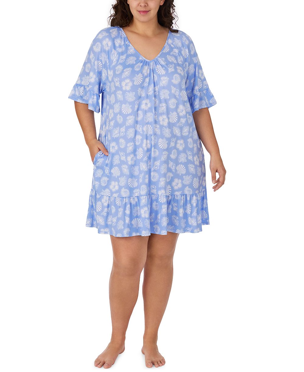 Ellen Tracy Plus Size V-Neck Flutter-Sleeve Jersey Chemise