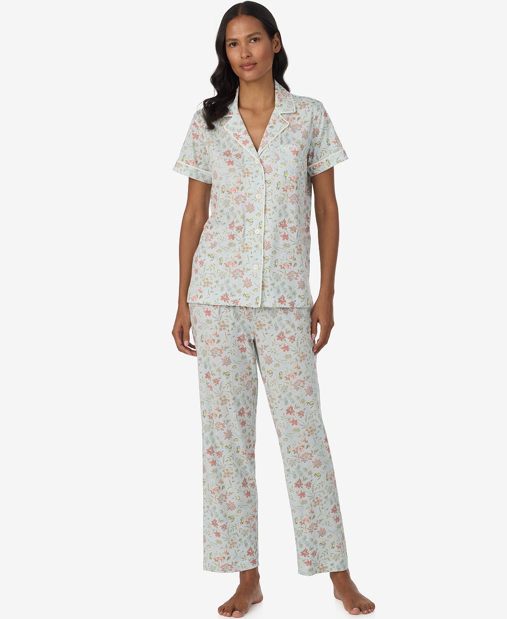 Lauren Ralph Lauren Women's Short-Sleeve Shirt & Pants, 2-Piece Pajama Set