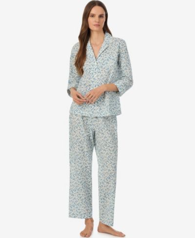 Lauren Ralph Lauren Женский комплект из 2 элементов: топ с воротником и брюки для сна