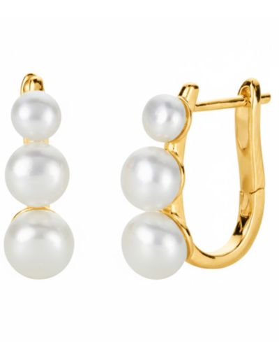 Macy's Cultured Freshwater Pearl (4-5mm) Hoop Earrings in 14k Gold-Plated Sterling Silver