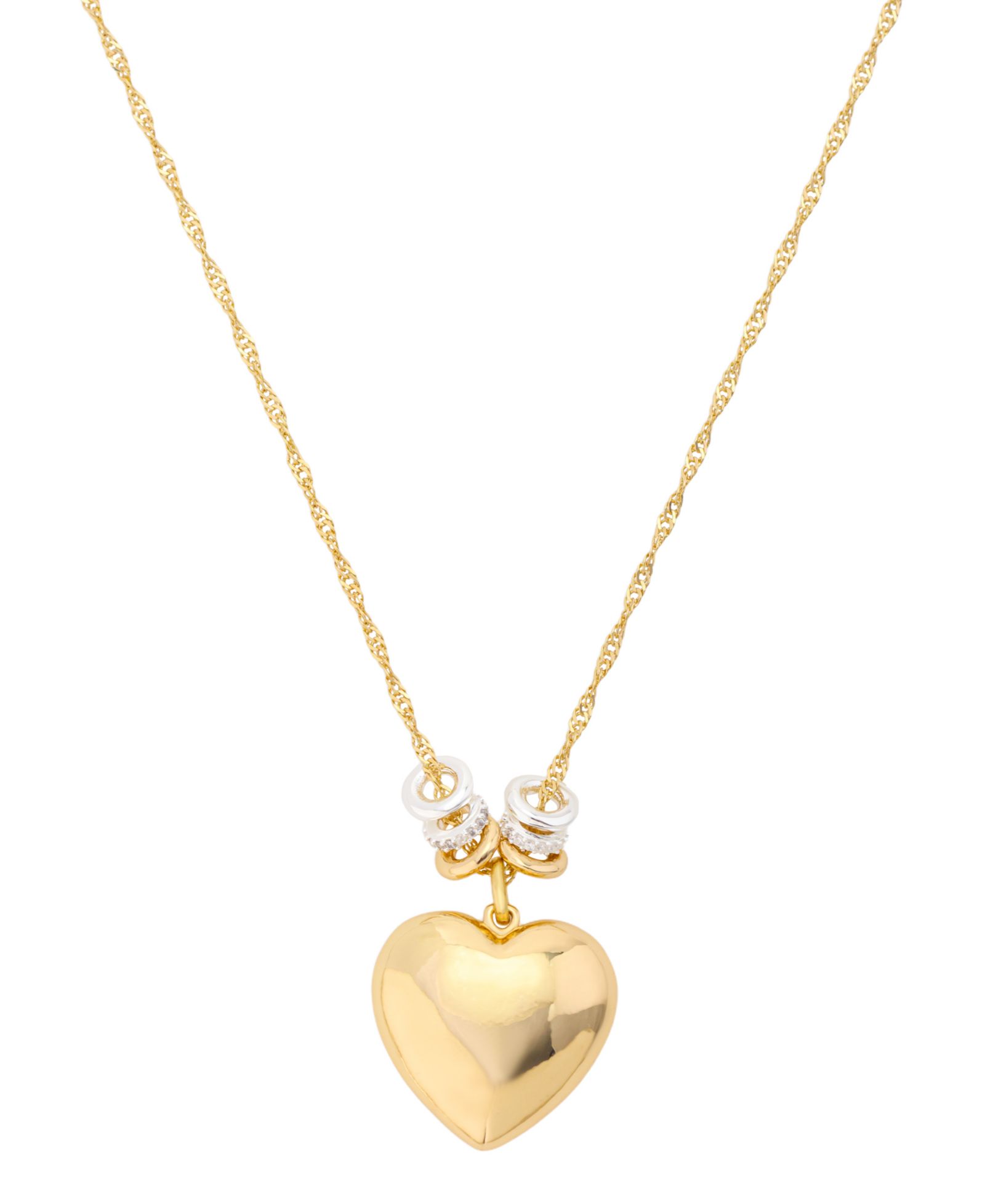 Unwritten Cubic Zirconia Fine Silver-Plated Rondelle Puff Heart Подвеска-кулон с сердцем